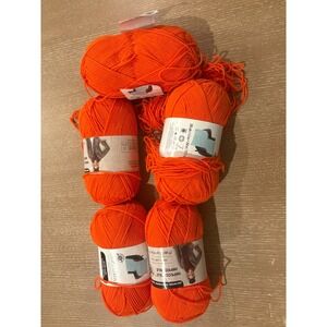 Lot of 5 Loops & Threads Impeccable Yarn Orange Crush 4.5 oz 285 Yds Acrylic